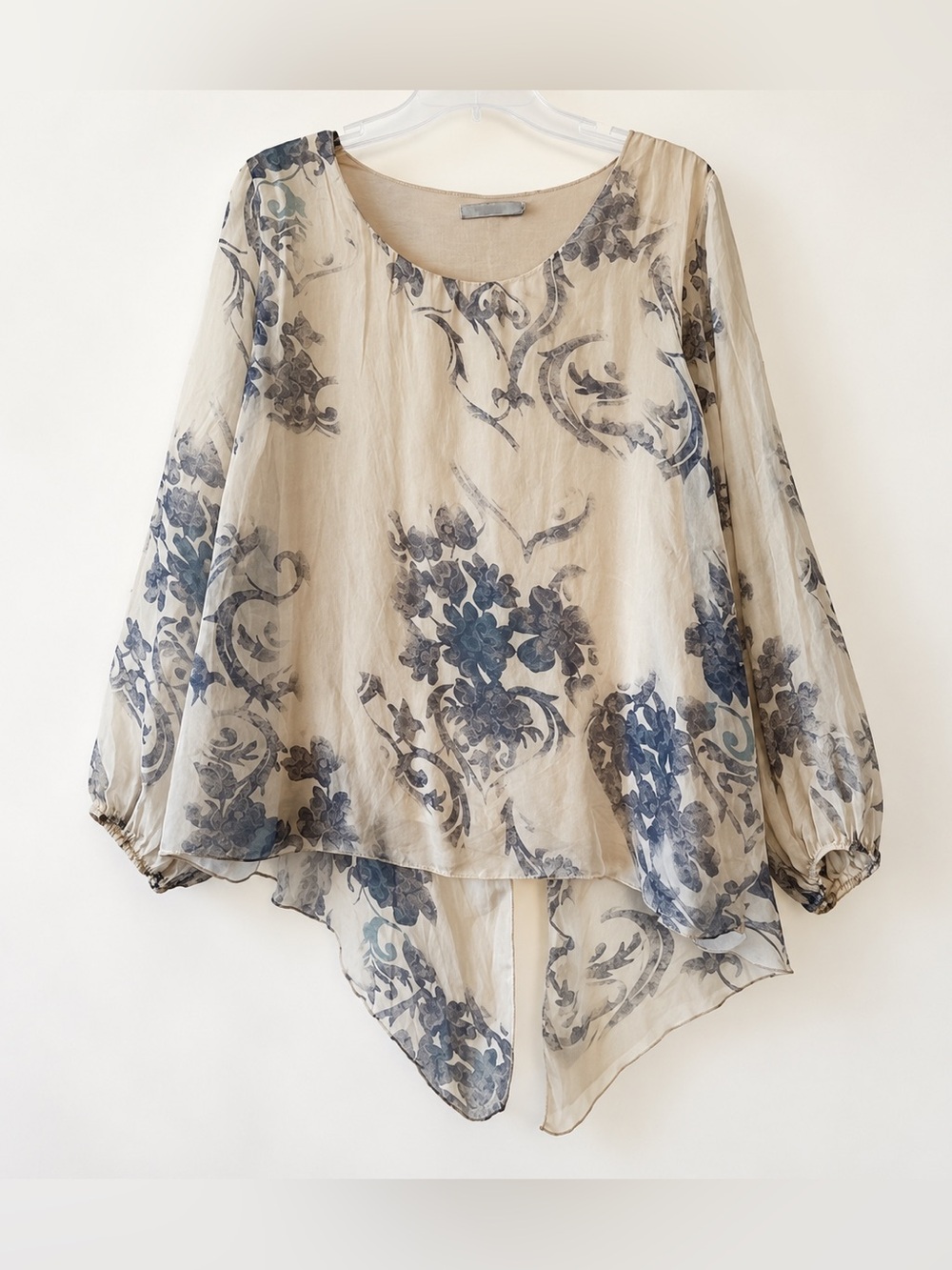 Tendenze Made in Italy Floral Silk Open Back Blouse Top GUC M #1401